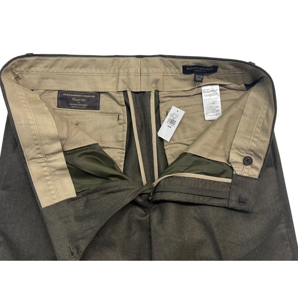 NEW Banana Republic 32x30 Olive Italian Flannel Wool Pants Perfect Trousers